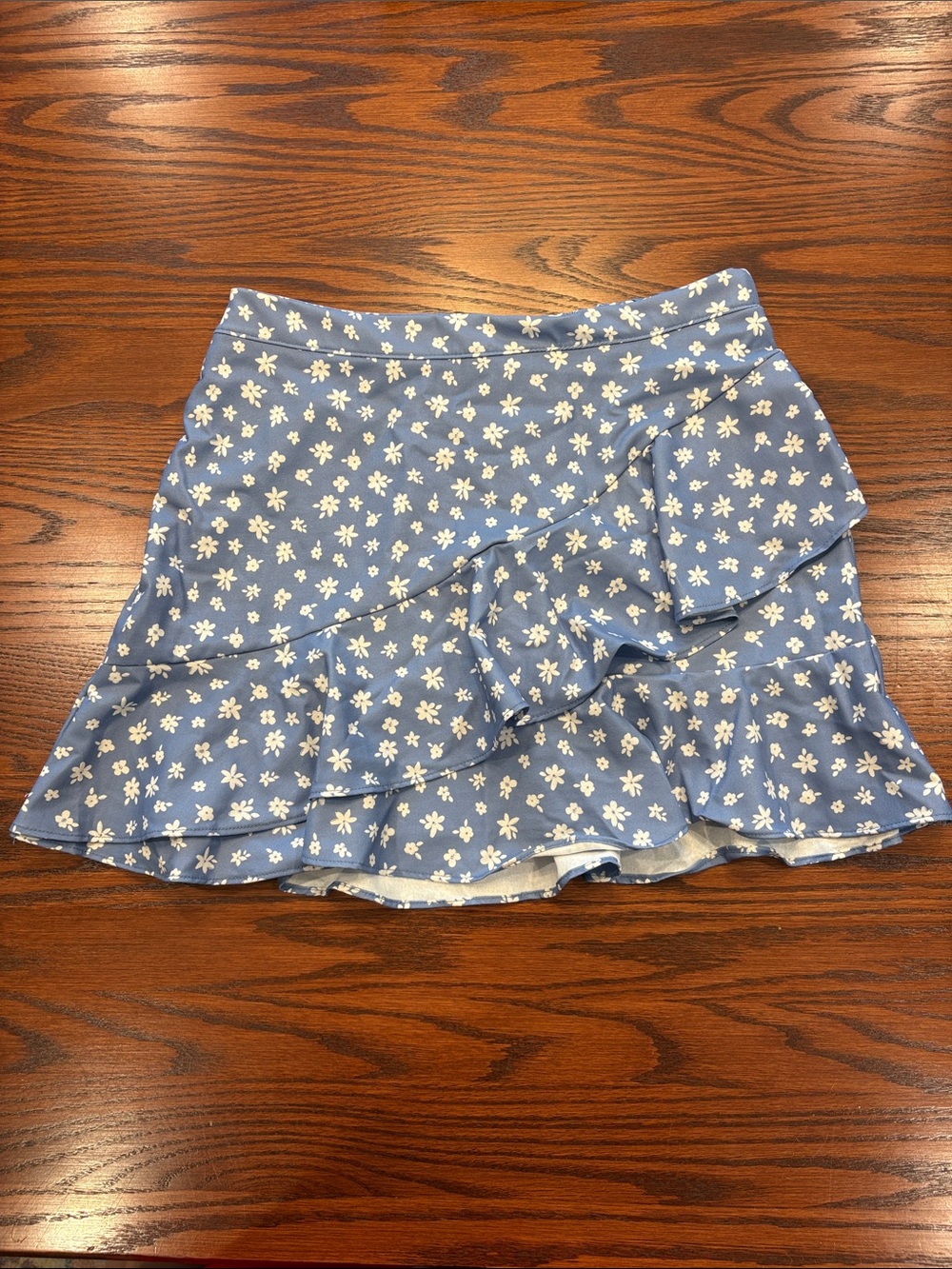 Light Blue Daisy Tiered Ruffle Mini Skirt